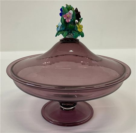 Manifattura di Murano
Compostiera in vetro soffiato trasparente ametista con co