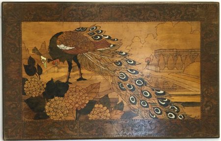 Manifattura centro europea
Pannello Art Nouveau in legno inciso e parzialmente