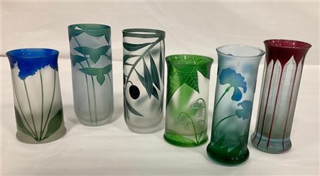 Alberto Faucci Lotto composto da sei bicchieri in vetro soffiato in stampo parzi