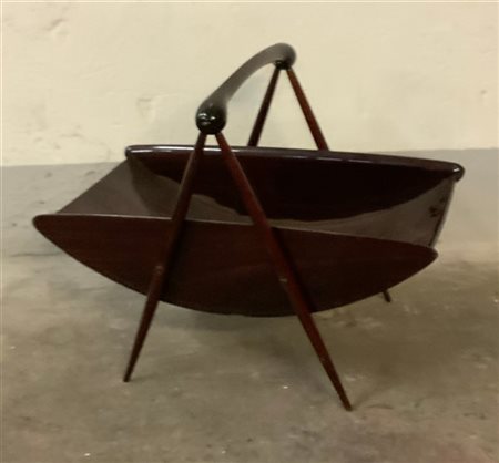 Portariviste in legno massello e impiallacciato. Italia, anni '50/'60. (cm 60x4