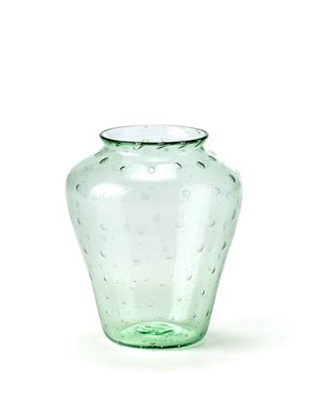 Manifattura di Murano
Vaso in vetro soffiato verdino trasparente con inclusione