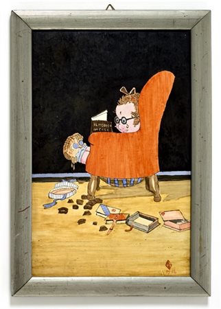 Formella in ceramica smaltata in policromia sotto vetrina e raffigurante un bam