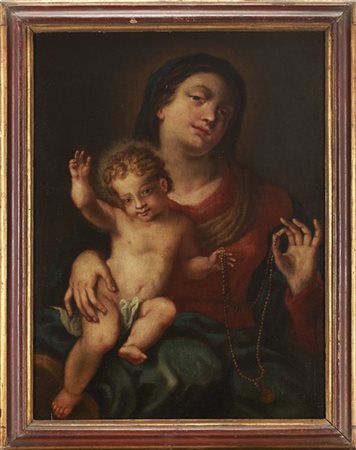 Ignoto del secolo XVIII. Madonna con Bambino, olio su tela (cm 56x74) in cornic