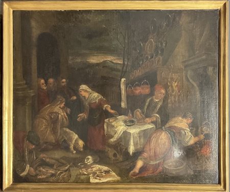 Copia da Bassano, Cristo in casa di Marta, Maria e Lazzaro, olio su tela (cm 83