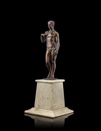 Ignoto del secolo XIX "Nudo maschile" scultura in bronzo (h. cm 21) poggiante s