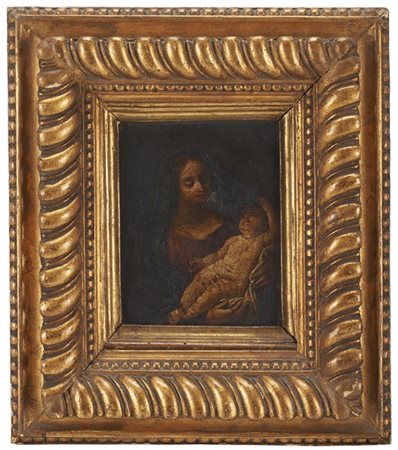 Scuola del XVIII secolo, antico dipinto raffigurante Madonna con Bambino, olio