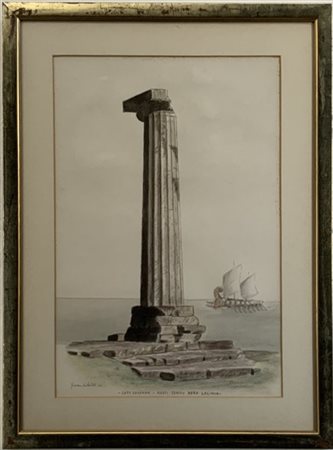 Giovanni Castaldi "Paesaggi con rovine" tre acquerelli su carta, misure diverse