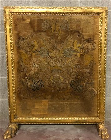 Paracamino centrato da tessuto piccolo punto portoghese del secolo XVII. Strutt