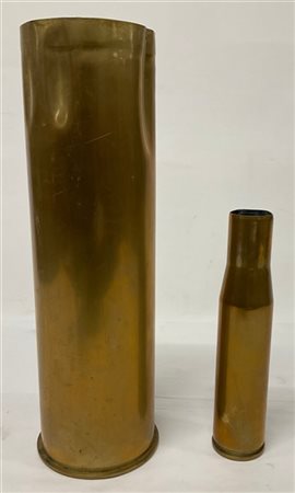 Lotto di due ogive trasformate in vasi (h max cm 37) (difetti)