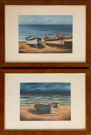 Miro Bocio "Recco" coppia di tecniche miste (cm 24x34) firmate e datate 1990 in