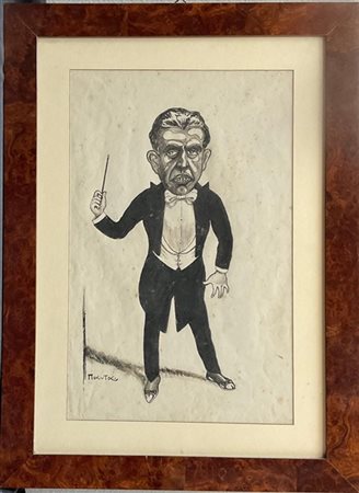 Ignoto del secolo XIX, disegno caricaturale raffigurante direttore d'orchestra.