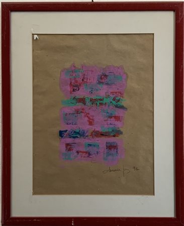 Firma indecifrata "Composizioni" due tecniche miste su carta (cm 42x32) firmate