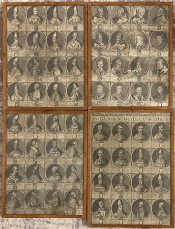 Cartone contenente quattordici incisioni del secolo XVIII raffigurante i vescov