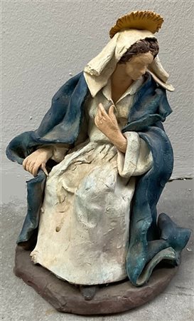 Giuseppe Bonaccorso, Caltagirone. "Madonna", scultura in ceramica dipinta in po