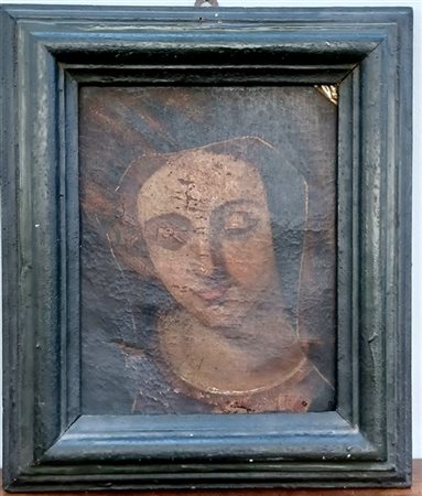 Ignoto. La Vergine Maria. Olio su tela applicato su tavola (cm 27x21) (difetti