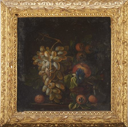 Scuola della fine del secolo XVIII-inizio XIX. Cesto con frutta. Olio su tela (