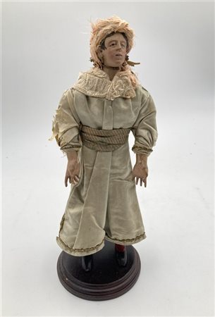 Arte napoletana, secolo XIX. "Popolana con sciarpa" scultura da presepe in terr