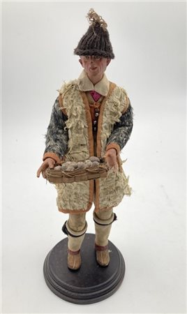 Arte napoletana, secolo XIX. "Venditore di patate" scultura da presepe in terra