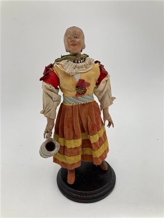 Arte napoletana, secolo XIX. "Popolana con caraffa" scultura da presepe in terr