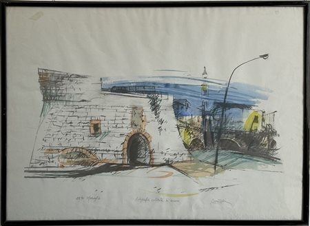 T. Meschi - Grazini - Firma indecifrata tre litografie a colori di soggetto e mi