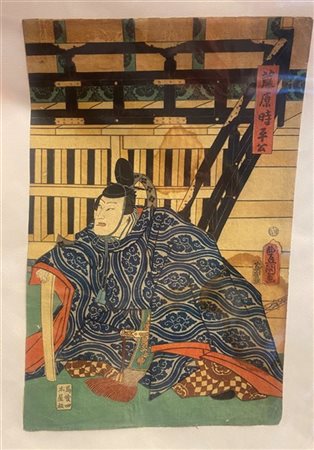 Foglio di un polittico di Kunisada dopo il 1844 raffigurante l'attore Nakamura