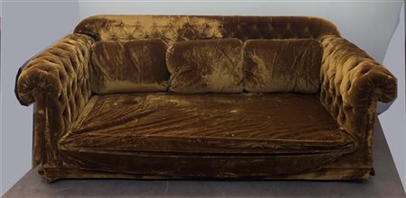 Divano letto con schienale smontabile rivestito in ciniglia (L. cm 232) (difett