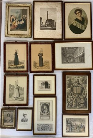 Cartone contenente numerose incisioni di soggetto, epoche e dimensioni differen