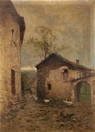 Eugenio Gignous "Case di campagna" 
olio su tela (cm 150x110)
Firmato e datato i