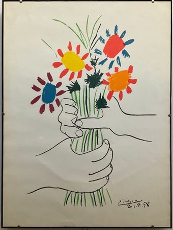 Stampa offset a colori da un manifesto di Pablo Picasso (cm 65x50)
In cornice (