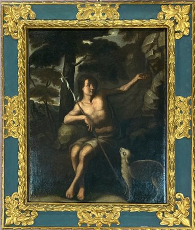 Scuola del secolo XVII, San Giovannino, olio su tela (cm 90x71) in cornice anti