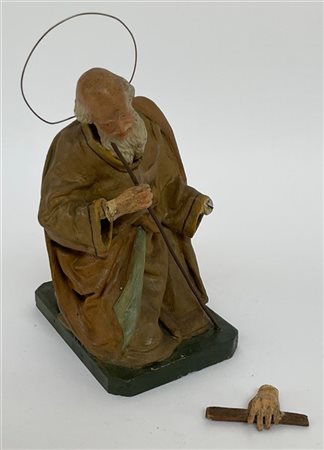 Arte dell'Italia meridionale, secolo XIX. San Giuseppe, scultura in legno e car