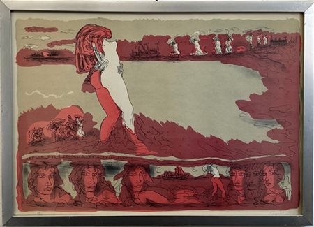 Tono Zancanaro Lotto composto da due litografie a colori di diverso soggetto (cm