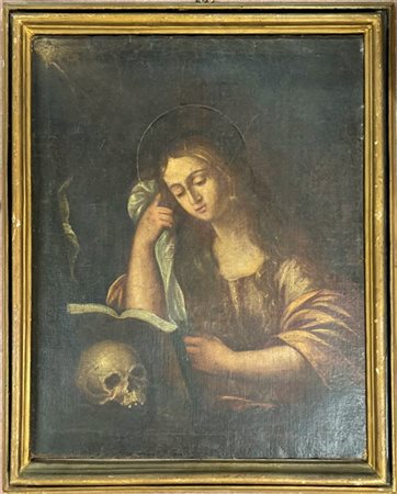 Ignoto, antico dipinto a olio su tela raffigurante Maddalena (cm 74,5x59,5) In