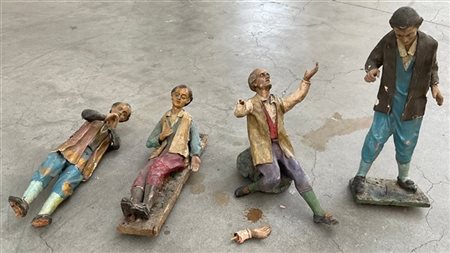 Arte dell'Italia meridionale, secolo XIX. Lotto composto da quattro sculture da