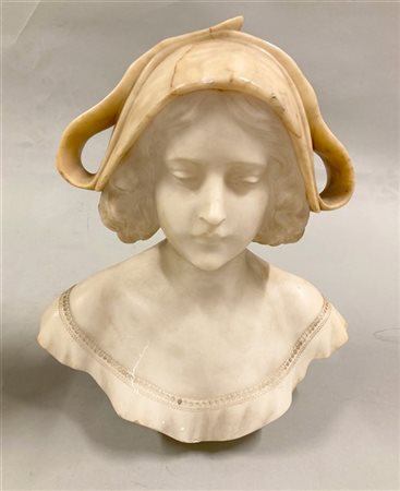 Ignoto del XIX Secolo "Dama" scultura in alabastro (h. cm 35) (difetti e mancan