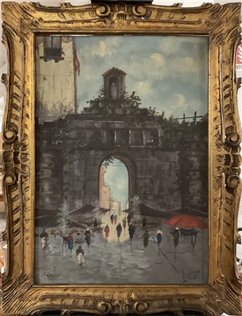 Firma indecifrata "Napoli", olio su compensato (cm 70x50), firmato in basso a d