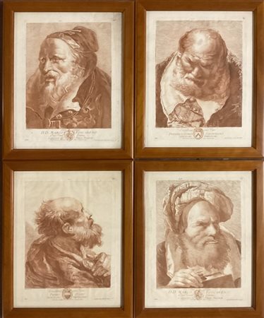Gruppo di quattro incisioni da Tiepolo e Fontebasso raffiguranti dogi e senator