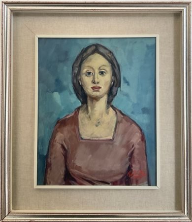 Cecco Previtali Lotto composto da due oli su tela raffiguranti figure femminili