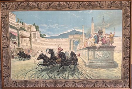 Manifattura italiana del secolo XX. Tecnica mista su tela a trama grossa, che i