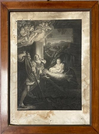 Lotto di tre grandi stampe di soggetto, epoche e misure diverse in cornice (gra