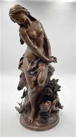 Mathurin Da Moreau "Il risveglio della primavera" scultura in bronzo (h cm 62) R