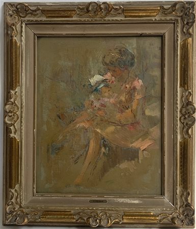 Enrico Felisari "Bozzetto della Luisella" 1952, olio su tela (cm 50x40) Firmato