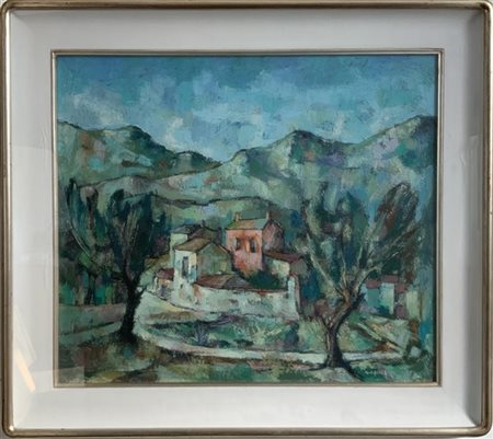 Giuseppe Caccia "Paesaggio autunnale" olio su tela (cm 70x80) firmato in basso a