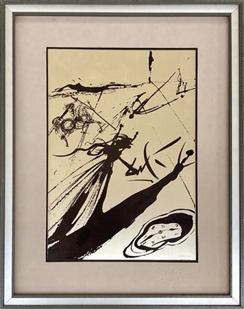 Serigrafia da Dalì su lamina d'argento titolo 925, punzonata (cm 23x34)
In corn