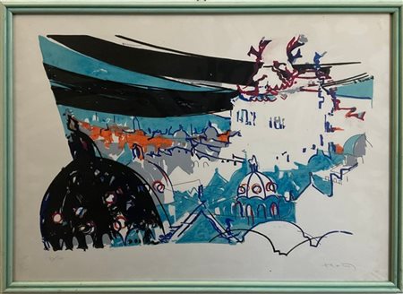 Paolo Collini - Renzo Grazzini - Sandro Trotti tre litografie a colori di sogget