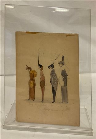 Firma indecifrata, "Bozzetti", 1913. Tecnica mista su carta (cm 22x30) Entro pl