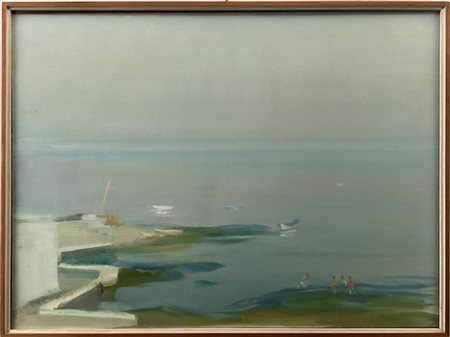 Gino Gandini "Paesaggio marino" olio su tela (cm 59x80) firmato in basso a destr