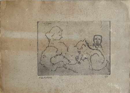 Lotto composto da quattro acqueforti e due litografie, di soggetti, autori e mi