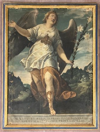 Ignoto, antico dipinto raffigurante "San Gabriele Arcangelo", olio su tela (cm