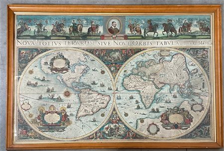 Grande stampa a colori raffigurante il globo terrestre (cm 96x140)
In cornice (